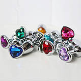 Плаг стимуляції ануса, втулка анальна Anal Plug Heart Medium з синім каменем, фото 2