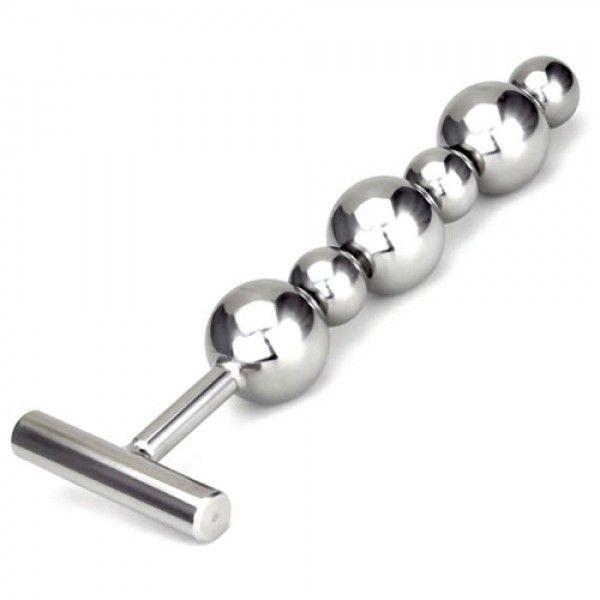 Анальний стимулятор, іграшка для анальної стимуляції з 6 кульками, медична сталь, 18 см, фото 1