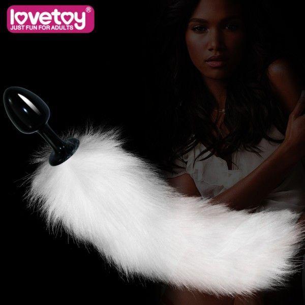 Анальна пробка, анальна втулка Lovetoy з білим хвостом, 7 см