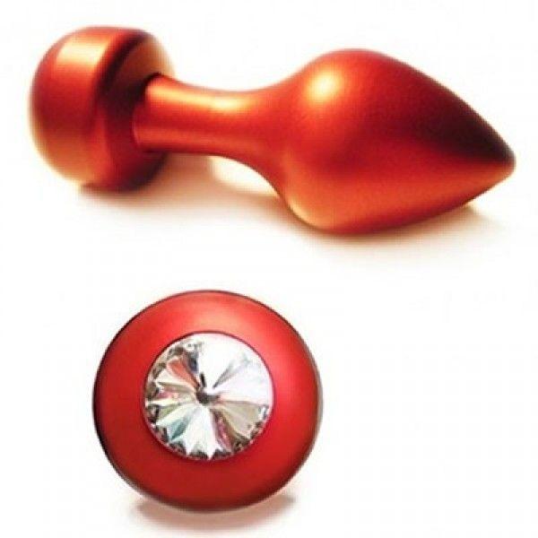 Анальний корок, анальна пробка Червона алюмінієва з кристалом Сваровських 85mm, фото 1