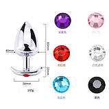 Плаг стимуляції ануса, втулка анальна Metal Crystal L, фото 2