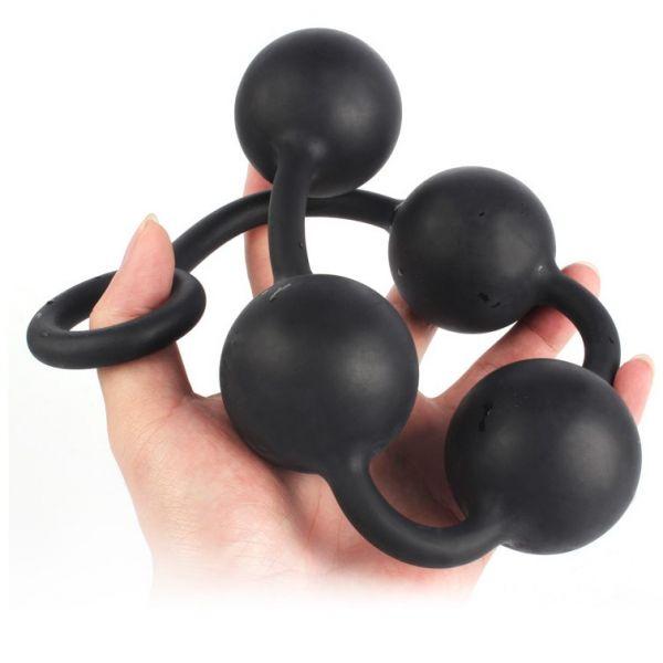 Анальні кульки, анальні іграшки Silicone Anal Pull Ball Plug Medium з чотирма намистинами, фото 1