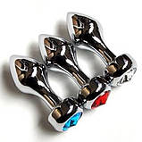 Анальна пробка, анальний корок Срібляста з блакитним дорогоцінним каменем 7 см, фото 2