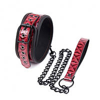 Нашийник, фіксатор шиї Червоний крокодилова шкіра металеві паєтки