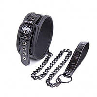 Нашийник, фіксатор шиї Ink чорний з металевим ланцюгом