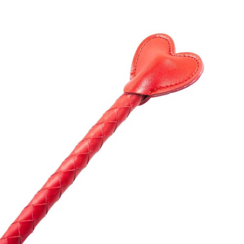 Батіг, шкіряний плетіль Fetish Leather Whip Red з сердечком, фото 1