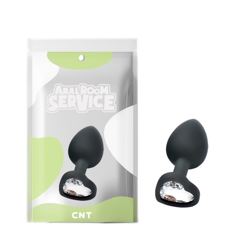 Корок для ануса, втулка анальна Clear Love Black Diamond Plug Small силіконова з діамантом, фото 1