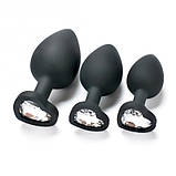 Корок для ануса, втулка анальна Clear Love Black Diamond Plug Small силіконова з діамантом, фото 3