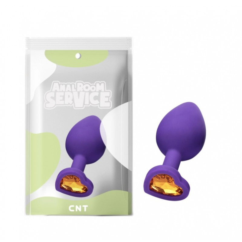 Силіконова нальна пробка з жовтим кристалом Love Purple Diamond Plug Medium