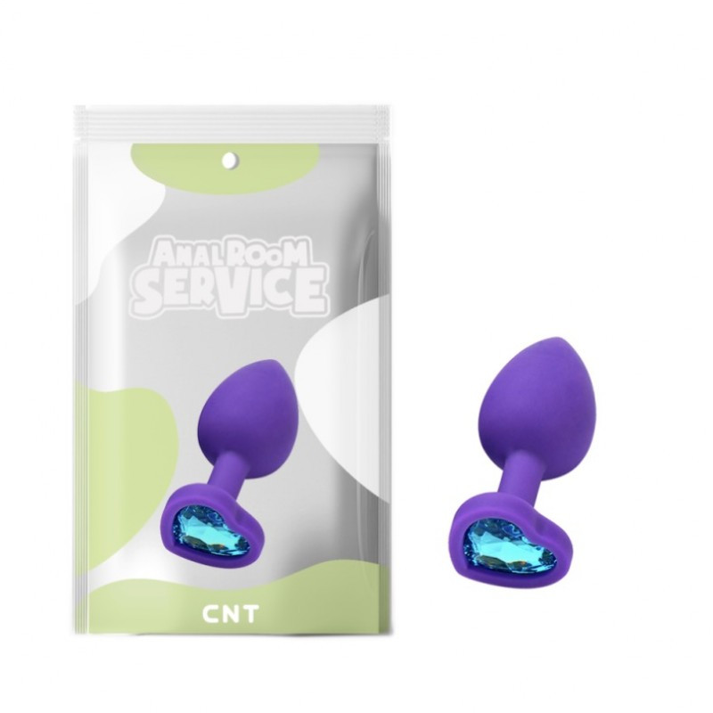 Анальна пробка, силіконовий корок Love Purple Diamond Plug Small з блакитним кристалом