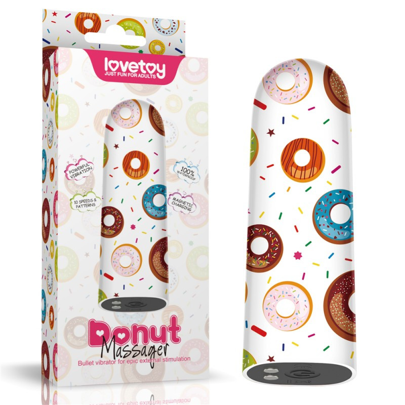 Компактний вібратор із принтом Rechargeable Donut Massager