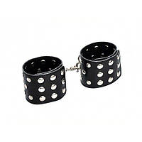 Наножники, фіксатори зап'ясть з паєтками Чорні шкіряні