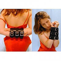 Наручники, окови для рук Чорний шкіряний фіксатор регульовані ремені