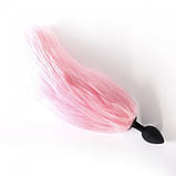 Анальний корок, світний стимулятор Fire Fox з хвостом, силікон, 3-часте світло, фото 2