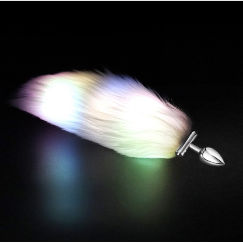 Корок для ануса, втулка анальна Fire Fox Max White Short з пухнастим хвостом, фото 1