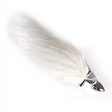 Корок для ануса, втулка анальна Fire Fox Max White Short з пухнастим хвостом, фото 2