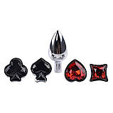 Анальна пробка, металева анальна корок Poker Style з набором змінних наконечників, фото 2