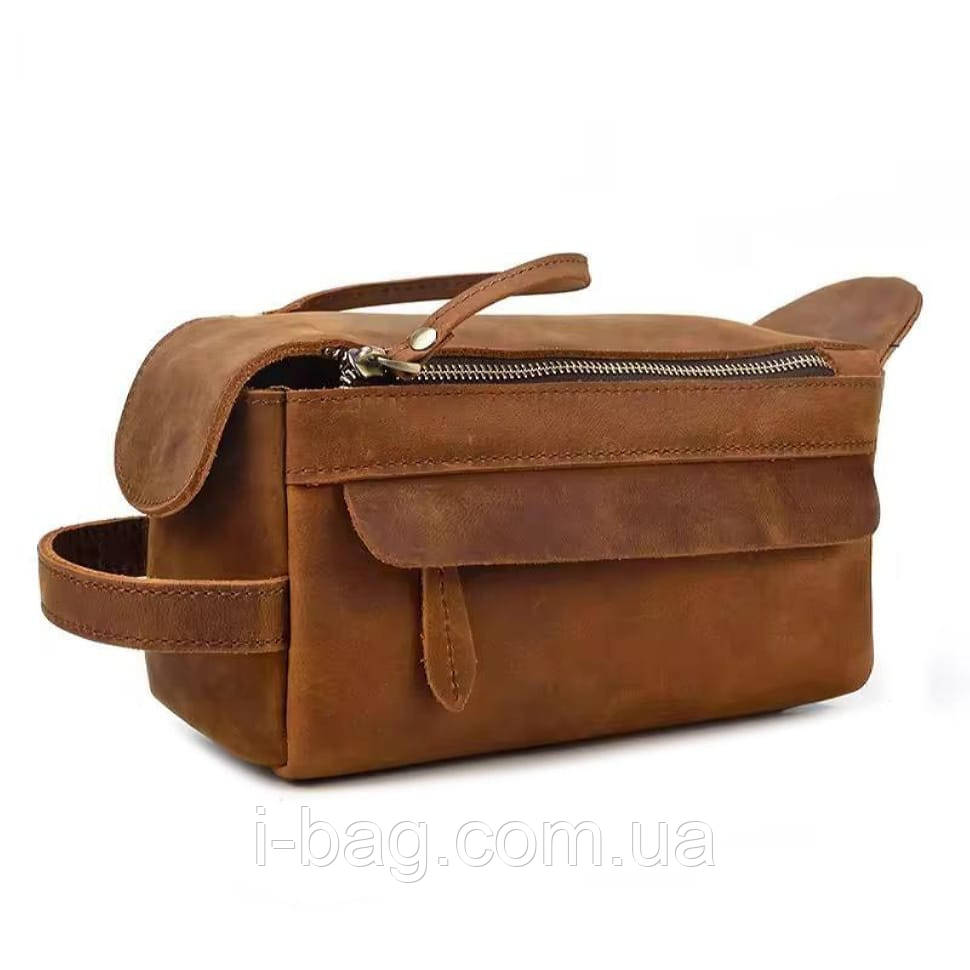 Косметичка несесер на одне відділення Tiding tid9511B коньячна, фото 1