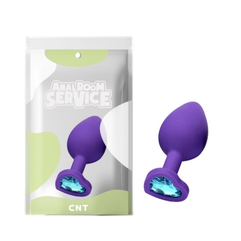 Анальна пробка, корок стимуляції ануса Love Purple Diamond Plug Medium Силіконова з блакитним кристалом, фото 1