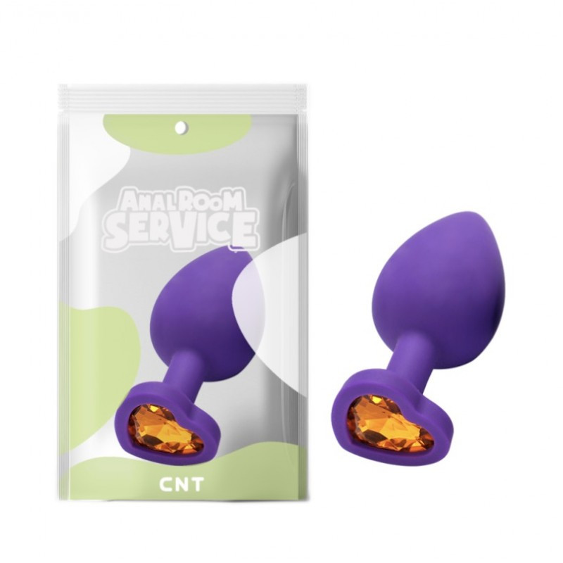 Анальна заглушка, пробка для ануса Love Purple Diamond Plug Large, силіконовий, жовтий кристал, фото 1