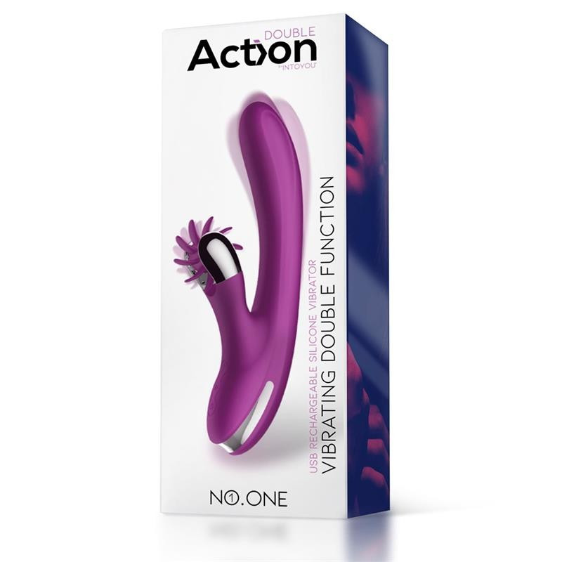 Вібратор із кліторальним стимулятором Action NoOne Vibrator Rotating Wheel