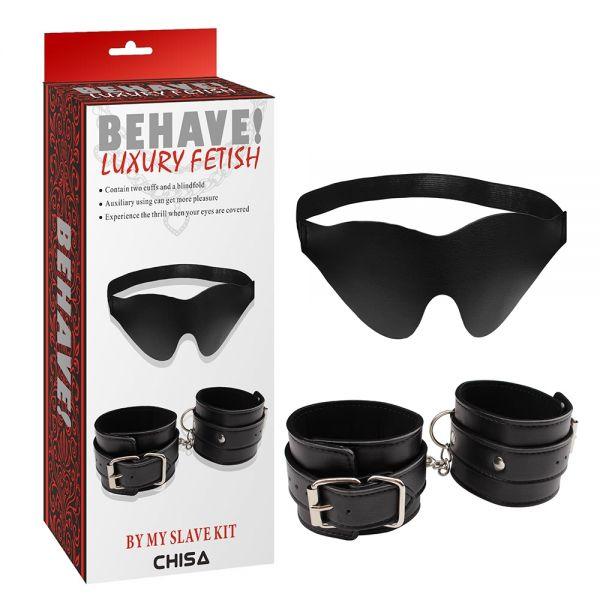Набір БДСМ, комплект наручників Chisa Behave! Luxury Fetish з екошкіри, фото 1