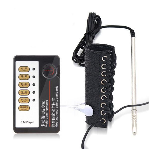 Електростимулятор, електросексуальний стимулятор Electro-sex PU Ring + Metal Penis Plug, фото 1