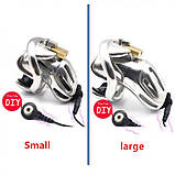 Електростимуляція статевого члену, електрошоковий пояс вірності Uabdsm з нержавіючої сталі, регульований діаметр, фото 3