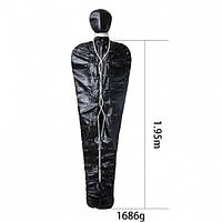 Бондажний мішок, шкіряний мішок для муміфікації, екокожа, капюшон