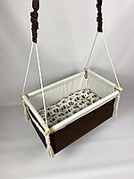 Підвісна дитяча гойдалка «Люлька» з коричневої водовіштовхувальної тканини