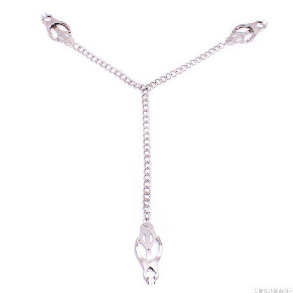 Затискачі для сосків, фіксатори сосочків Japanese Clover Triple Nipple Clamps з ланцюжком, фото 1
