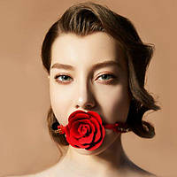 Кляп, фіксатор рота Roses Silicone Ball Mouth Gag з червоною трояндою