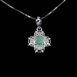 Смарагд срібне кольє, 0147ПИ