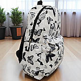 Білий жіночий рюкзак з принтом метеликів (20231009), фото 2