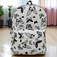 Білий жіночий рюкзак з принтом метеликів (20231009)