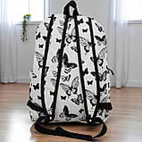 Білий жіночий рюкзак з принтом метеликів (20231009), фото 5