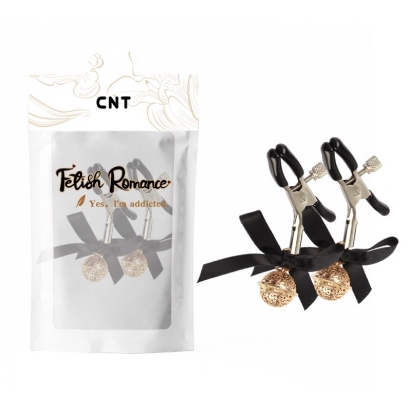 Затискачі для сосків, фіксатори сосечків Nipple Fantasy Bell Clamps силіконові наконечники, регульовані натяги, фото 1