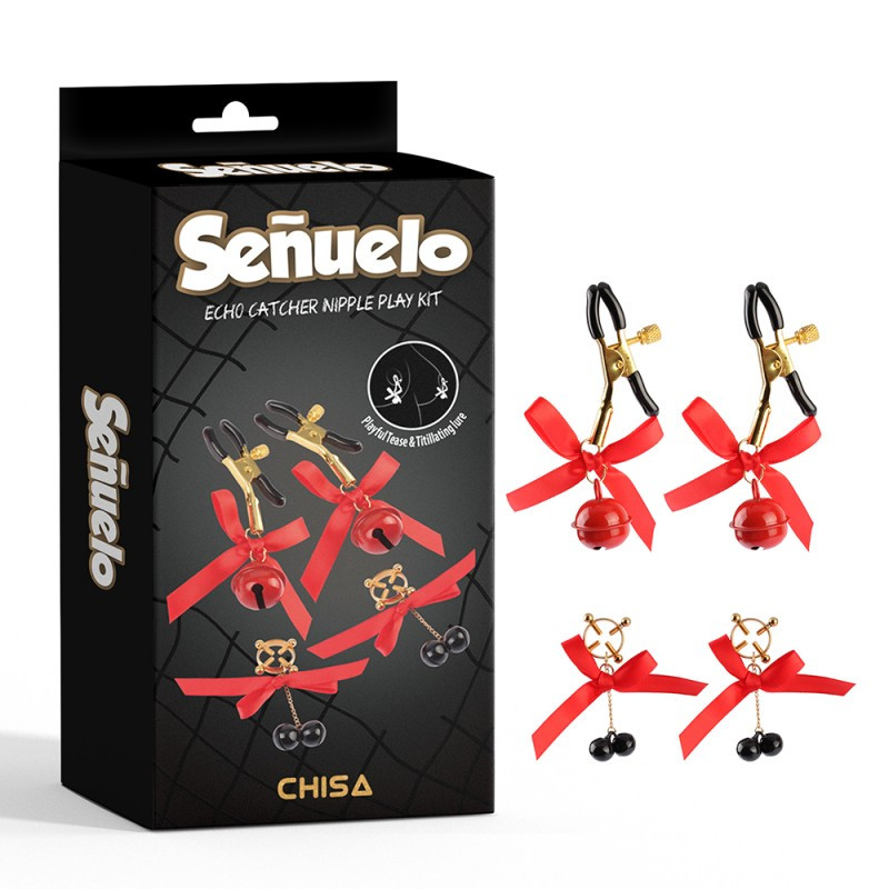 Затискачі для сосків, фіксатори сосків Chisa Echo Catcher Nipple Play Kit, залізний алюміній, 9.4 см, фото 1