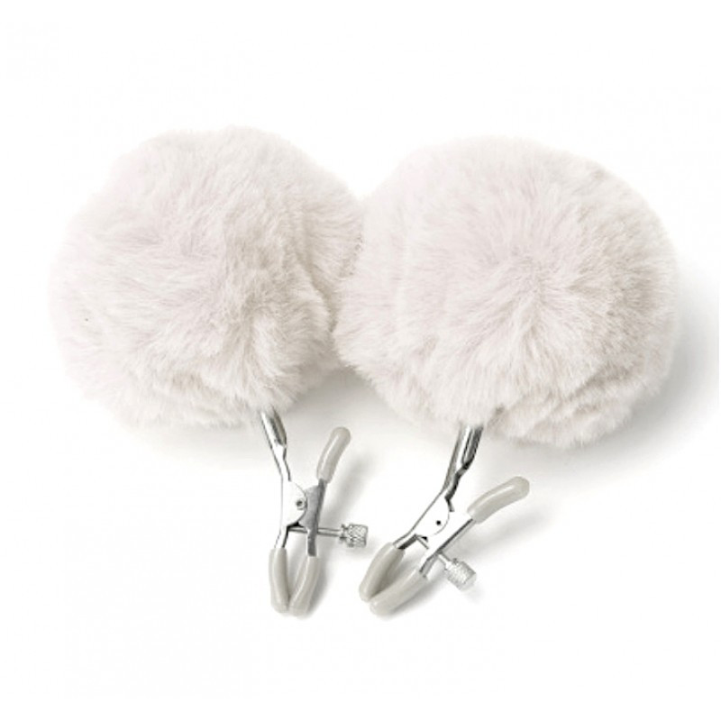 Затискачі для сосків, бдсм затискачі Nipple White Fur безпечний матеріал, фото 1