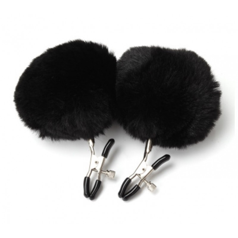 Затискачі для сосків, фіксатори сосків Nipple Black Fur з хутром, фото 1
