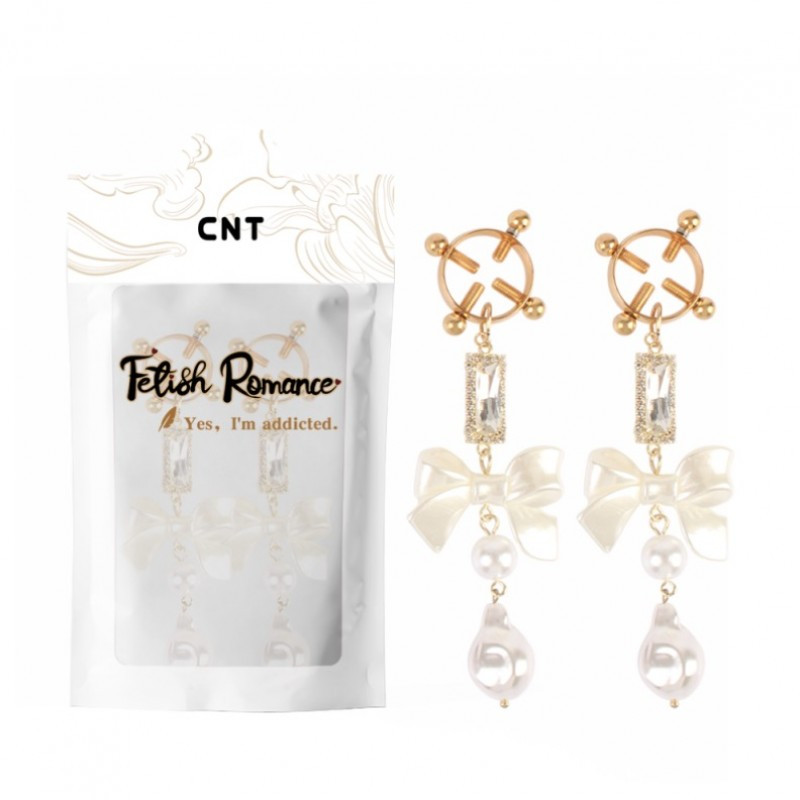 Затискачі для сосків, фіксатори сосочків Elegant Pearl Nipple Grips металеві, силіконові наконечники, фото 1