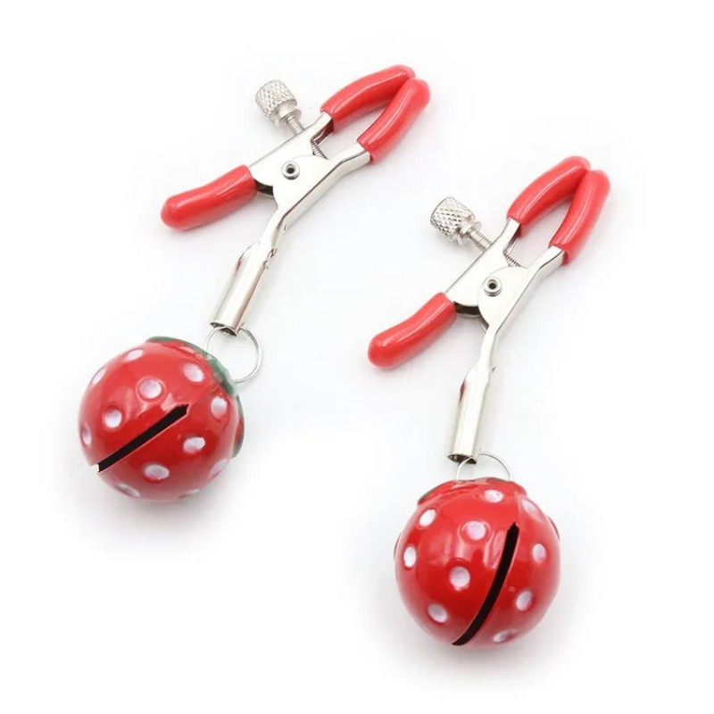 Затискачі для сосків, фіксатори сосочків Strawberry Nipple Clamps медична сталь червоний, фото 1
