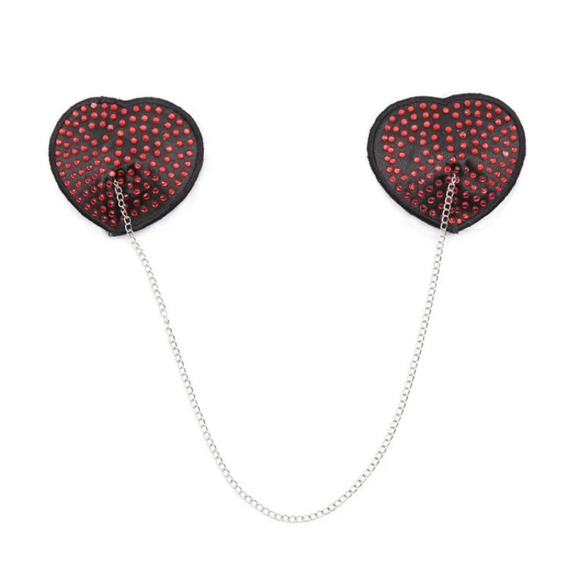 Стікіні на соски, затискачі на груди Nipple Pasties Red м'який сатин, фото 1