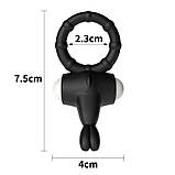 Вібраційне кільце, ерекційне кільце Power Clit Silicone Cockring силіконове чорне, фото 2