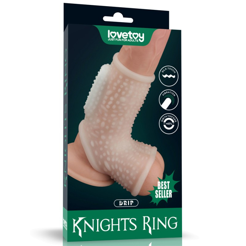 Ерекційне кільце, вібраційне кільце для пеніса Lovetoy Knights Ring з рукавом для мошонки, фото 1
