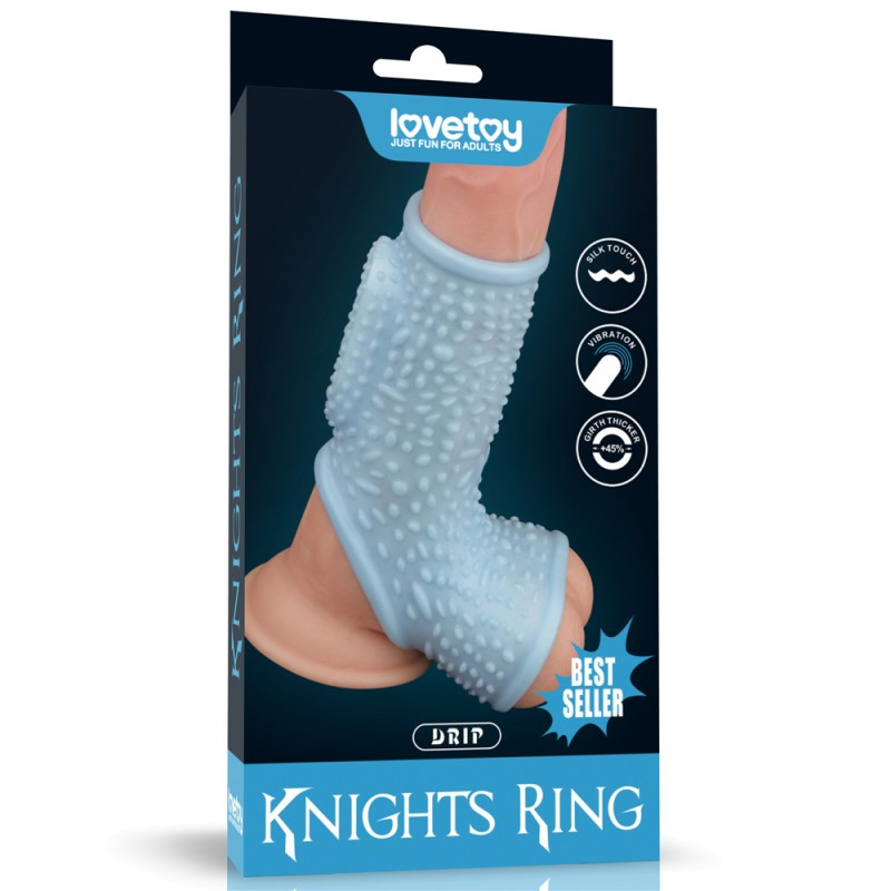 Насадка на пенис, вібраційне кільце Lovetoy Knights Ring з мошонковим рукавом, фото 1