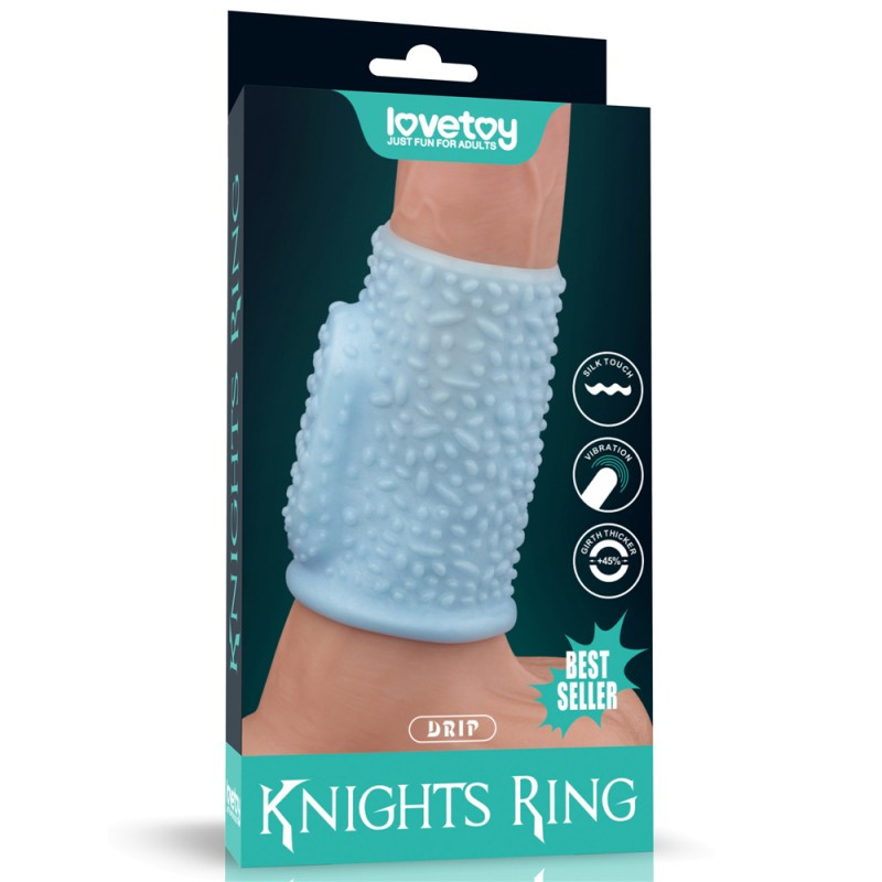 Ерекційне кільце, вібраційне кільце для пеніса Lovetoy Vibrating Drip Knights Ring Blue, водонепроникний, фото 1