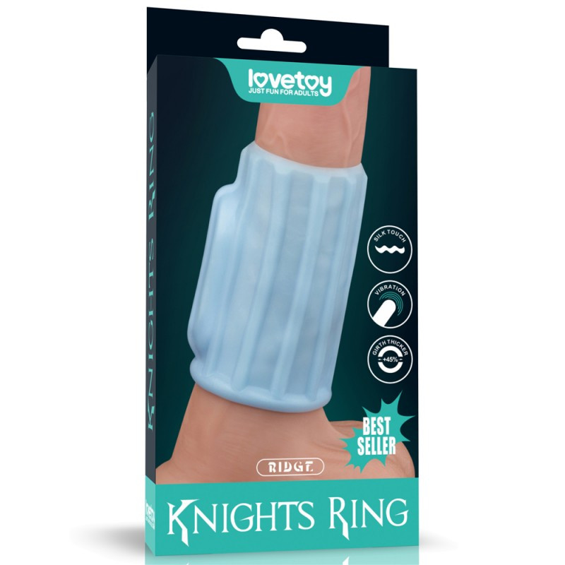 Ерекційне кільце, вібраційне кільце на пеніс Lovetoy Vibrating Ridge Knights Ring Blue, вібрація та зручність, фото 1