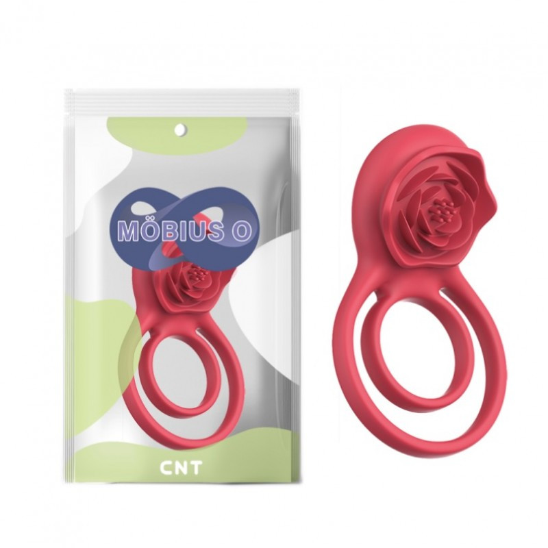 Ерекційне кільце, вібро кільце для пеніса Rose Dual Power Ring Red, 9 режимів вібрації, силікон, фото 1