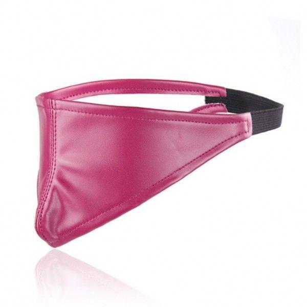Маска для БДСМ, blindfold Soft PU Leather Рожева з екокожі, фото 1